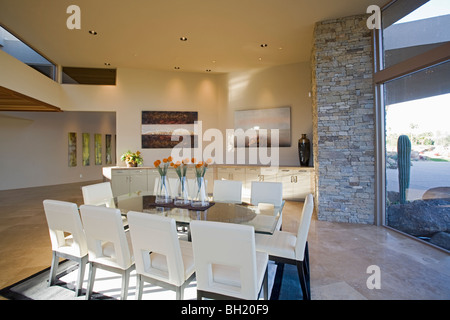 Sunlit Palm Springs dining room Stock Photo