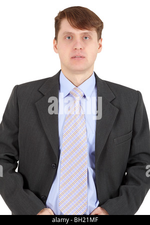 Portrait of businessman in a dark jacket on a white background Stock Photo