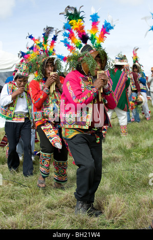 Andean musicians in the altiplano. Stock Photo