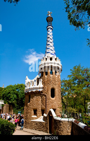 Barcelona - Spanish Art Nouveau movement - Modernisme - Gaudi - Park Guell by Gaudi - The pavilions Stock Photo