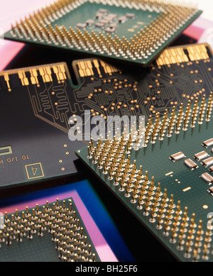 close up of computer intel pentium cpu processor Stock Photo