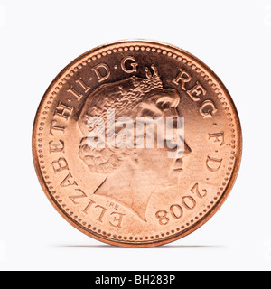 British One penny coin front view Stock Photo