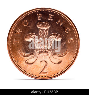 British Two Pence coin back view macro Stock Photo