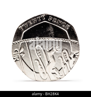 British Twenty Pence coin back view new design Stock Photo