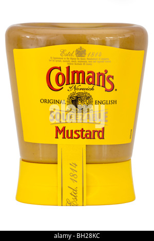Squeezable container of Colmans English mustard Stock Photo