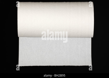 White paper 'kitchen towel' on a black background Stock Photo