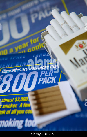 Marlboro cigarette and book of matches Stock Photo