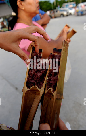 sweet sticky rice in bamboo (khao lam) Stock Photo