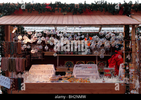 Decorations stall at Cologne Christmas Market South Bank London December 2009 Stock Photo