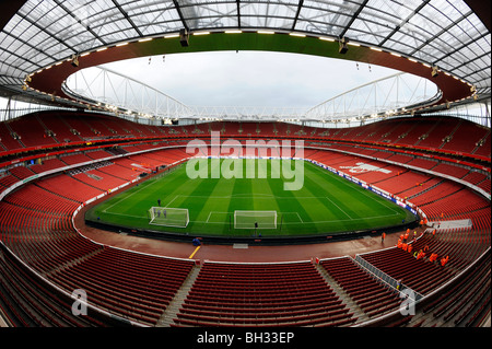 View inside the Emirates Stadium (also known as Ashburton Grove), London. Home of Arsenal Football Club Stock Photo