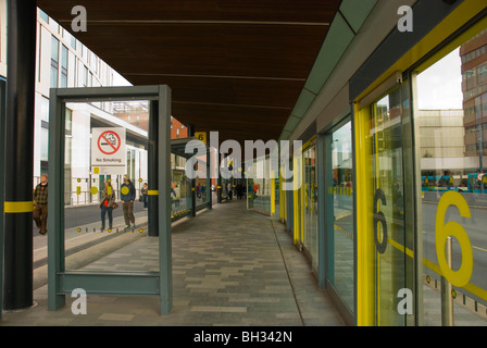 Bus station interiors at Liverpool 1 station in central Liverpool England UK Europe Stock Photo