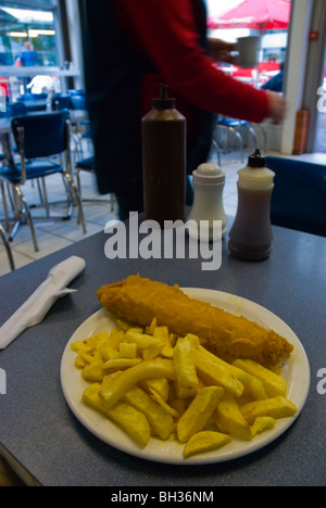 Cod and chips at a chippy in central Birmingham England UK Europe Stock Photo