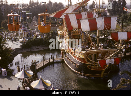 Chicken of the Sea Restaurant seen from skyway with gondolas in background. Disneyland vacation Kodachromes from 1962.  Stock Photo