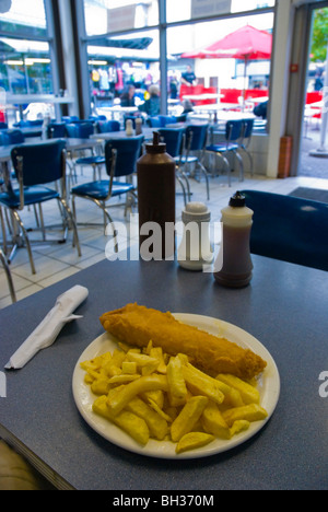 Cod and chips at a chippy in central Birmingham England UK Europe Stock Photo