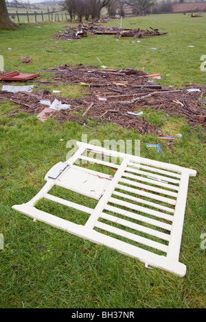 Debris left behind by the devastating November 2009 floods in Cockermouth when the river Derwent reached unprecedented levels. Stock Photo