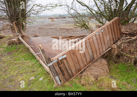 Debris left behind by the devastating November 2009 floods in Cockermouth when the river Derwent reached unprecedented levels. Stock Photo