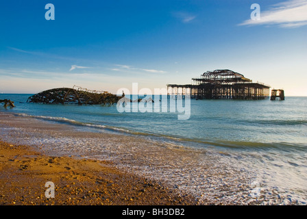 Burnt West Pier in Brighton England UK Europe Stock Photo