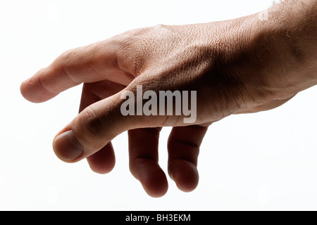 Mans hand pointing Stock Photo