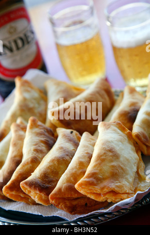 Empanadas and beer, Mendoza, Argentina. Stock Photo