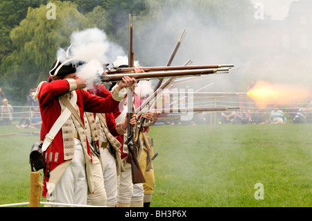 Historical reenactment of Battle of Lexington. Stock Photo