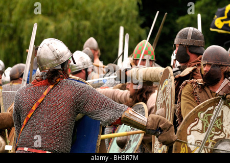 Historical reenactment of Viking invasion Stock Photo