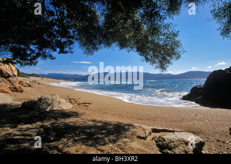 THE BEACH IN PROPRIANO, SOUTH CORSICA (2A), FRANCE Stock Photo