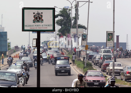 Busy main road, Lagos, Nigeria, Africa. Stock Photo