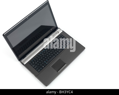 High-end 17-inch black laptop computer isolated on white background Stock Photo