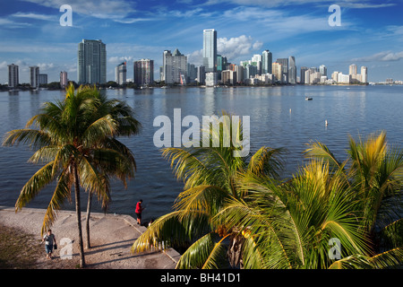 Miami Skyline & Biscayne Bay, Miami, Florida Stock Photo