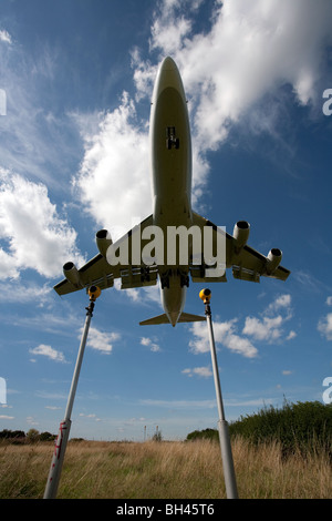 Boeing 747 landing Birmingham Airport Stock Photo