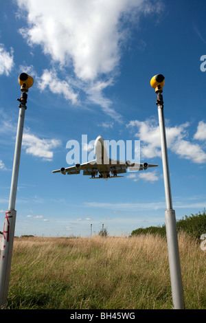 Boeing 747 landing Birmingham Airport Stock Photo