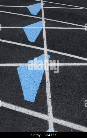 Markings on a track at a high school. Stock Photo