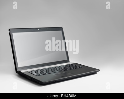 High-end 17-inch black laptop computer isolated with a clipping path Stock Photo