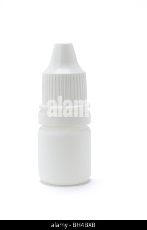 Plastic container for nose and eye drop on white background Stock Photo