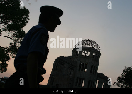 the A-Bomb Dome, in Hiroshima, on the 60th anniversary of bombing. Hiroshima, Japan, 6th August 2005. Stock Photo