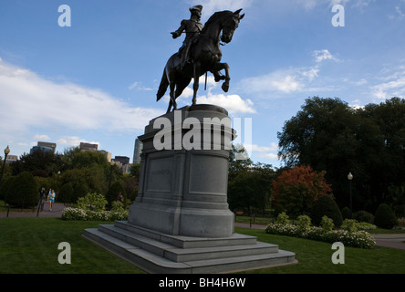 Boston, MA, USA; Statue of George Washington, first President of the United States of America, on horseback at the Public Garden. Stock Photo