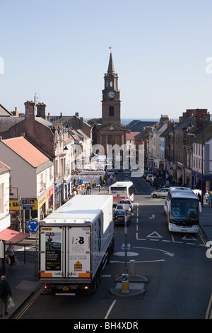 Marygate, Berwick-on-Tweed, Northumberland, England, UK, Europe. Elevated view along busy street from town walls Stock Photo