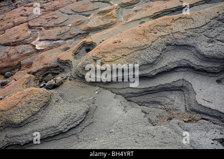 Lava flows abstract, part of the landscape of Isla Bartolome, Bartolome Island. Stock Photo
