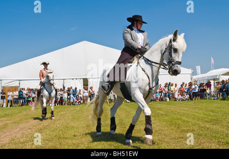 The Pen Llyn Classical Dressage Team give a display of horsemanship at Hay Festival 2009. Stock Photo