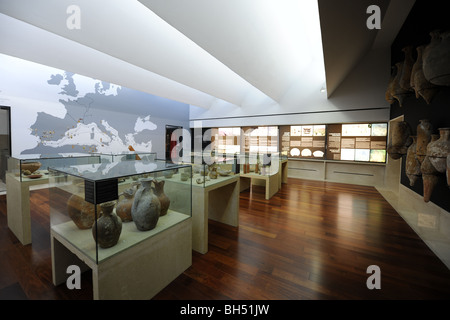 display of amphorae, Soler Blasco Museum, Javea / Xabia, Alicante, Comunidad Valenciana, Spain Stock Photo