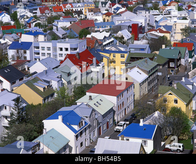 Colourful rooftops, Reykjavik, Greater Reykjavik Area, Republic of Iceland Stock Photo