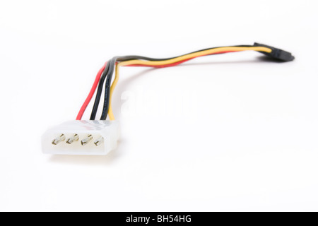 SATA HDD Power cable adaptor isolated against white background. Stock Photo