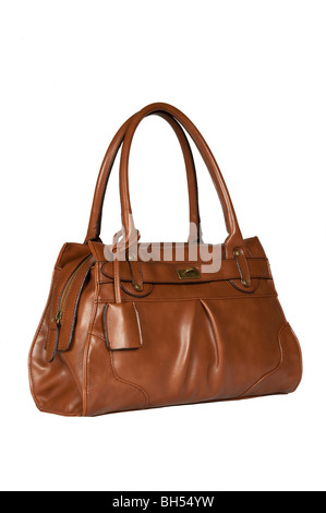 Brown purse, isolated on a white background Stock Photo - Alamy