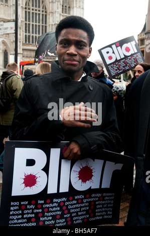 Hundreds gathered outside Chilcot inquiry to call for Tony Blair's arrest for war crimes in Iraq London 29.01.10 Stock Photo