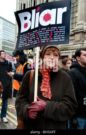 Hundreds gathered outside Chilcot inquiry to call for Tony Blair's arrest for war crimes in Iraq London 29.01.10 Stock Photo