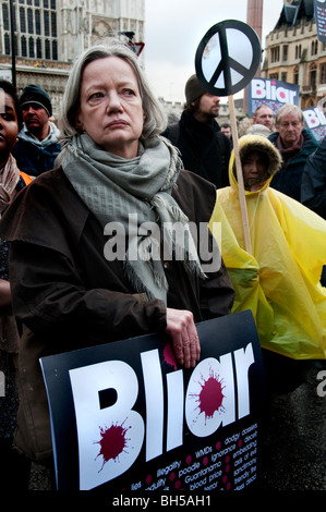 Hundreds gathered outside Chilcot inquiry to call for Tony Blair's arrest for war crimes in Iraq London 29.01.10 Stock Photo