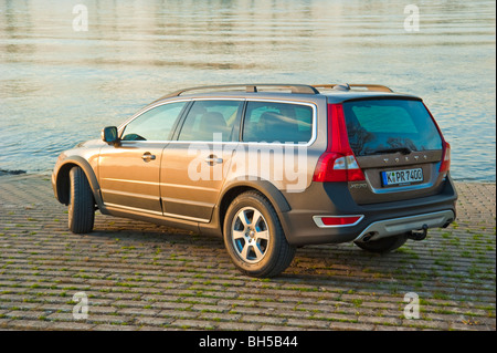 Rear and side view of Volvo XC 70 four wheel drive station wagon parked at Rhine river Stock Photo