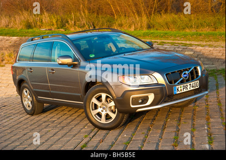 Front and side view of Volvo XC 70 four wheel drive station wagon parked at Rhine river Stock Photo