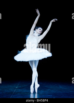 English National Ballet. Ballet Russes season at Sadlers Wells Theatre. "Dying Swan". Tutu designed by Karl Lagerfeld for Chanel Stock Photo