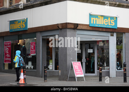 A Millets retail outlet in a U.K. city. Stock Photo